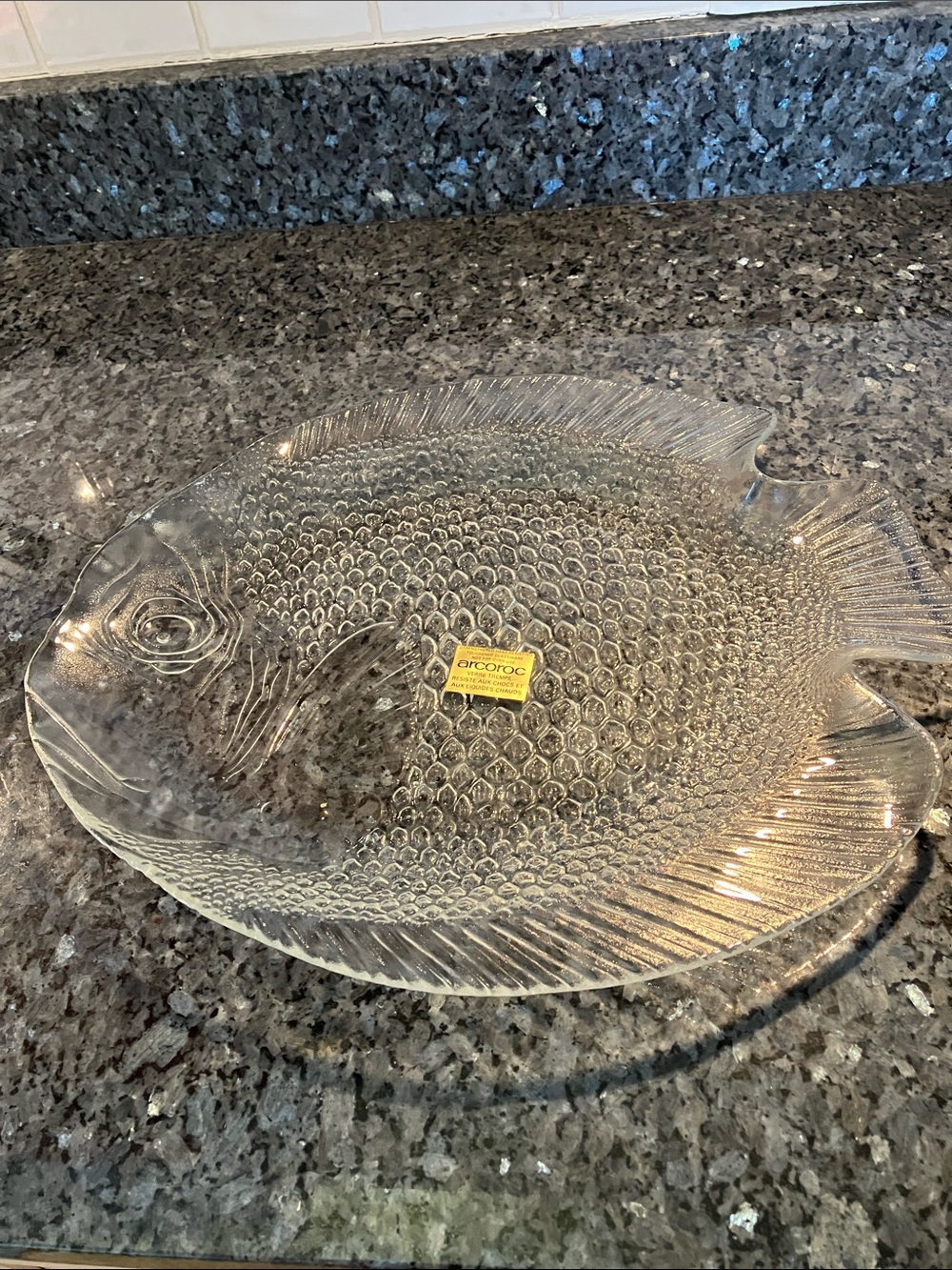 ARCOROC Clear Tempered Glass Large Fish Shaped Serving Plate